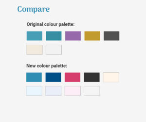 Compare old and new Sapiego brand colours