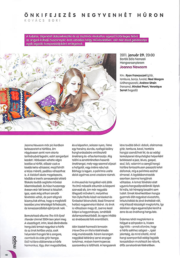 One of my articles in the MÜPA Magazine, 2011