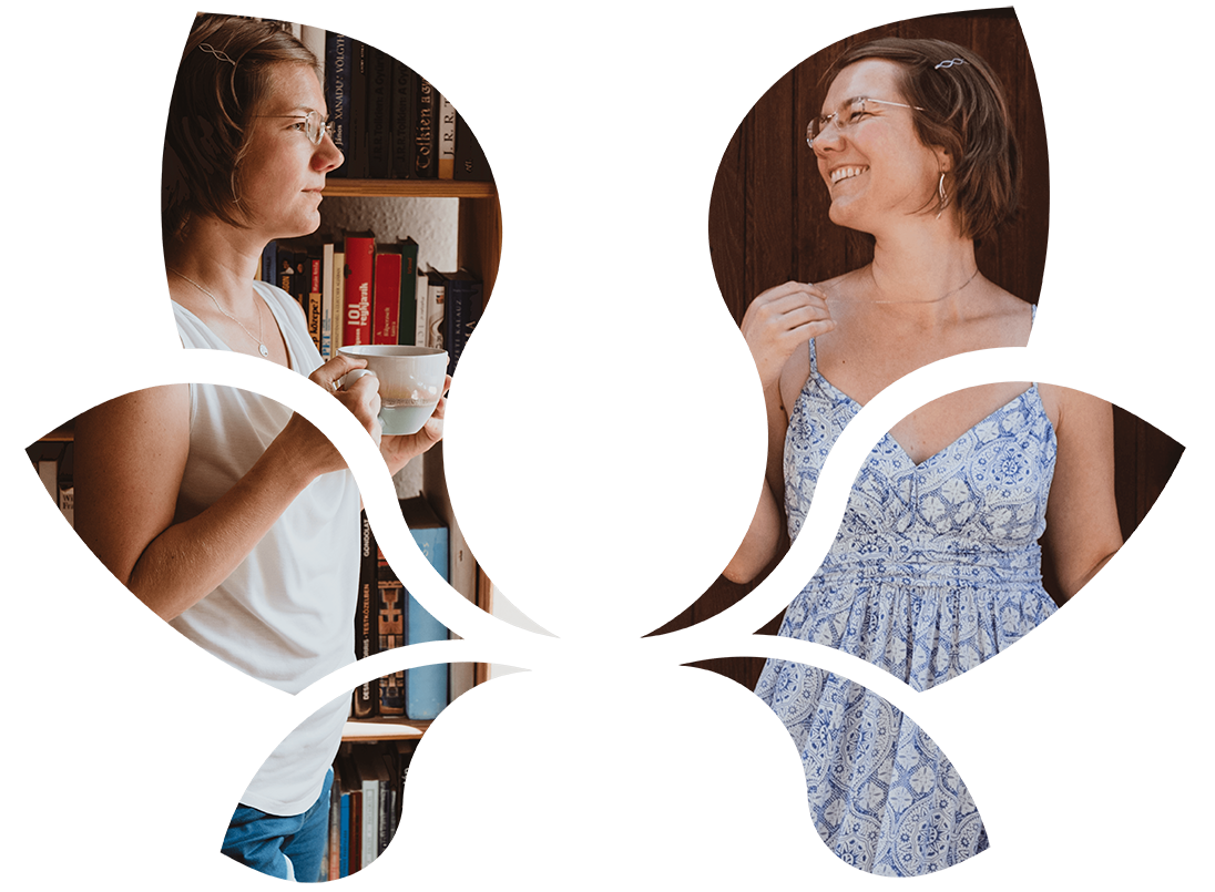 Two pictures of Bori opposite of each other: the left one is serious and deeply in thoughts, the right one is happy, joyful and smiling.