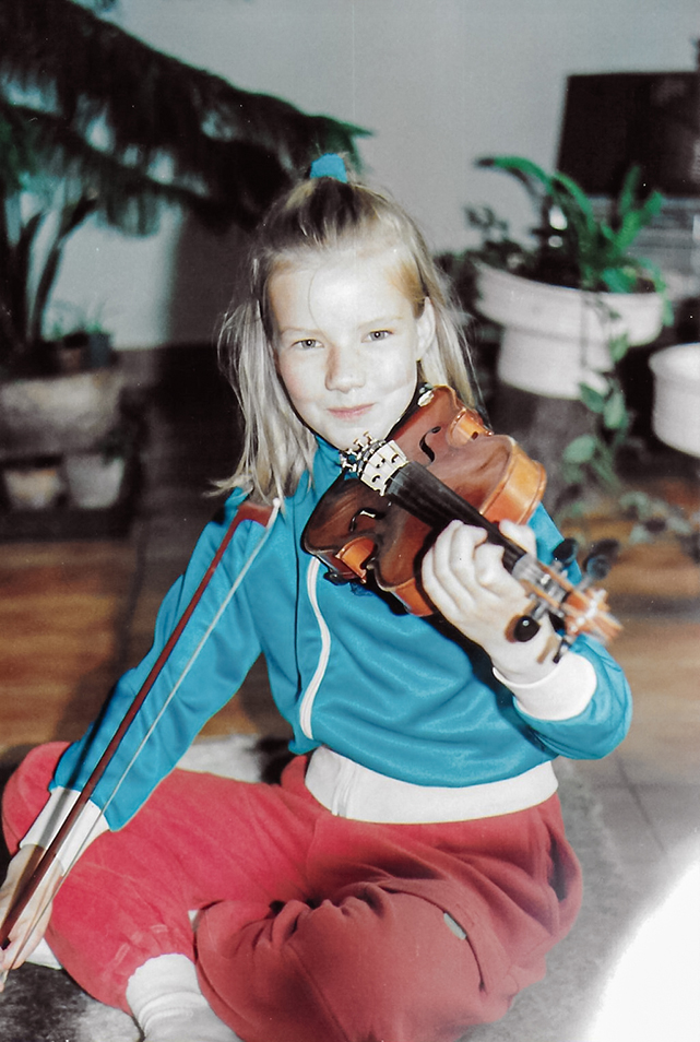Playing the violin, 1990s