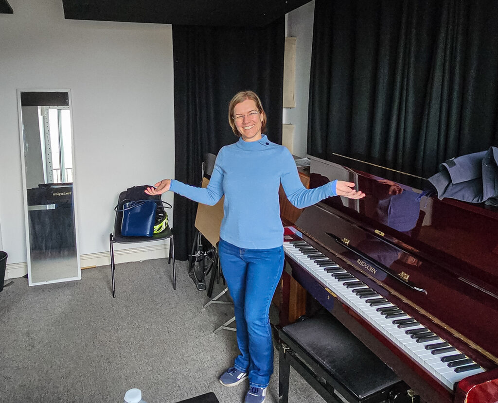 In the rehearsal room with a piano