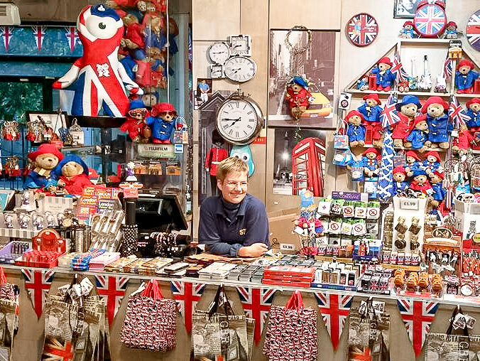 Behind the till in the souvenir store, 2014