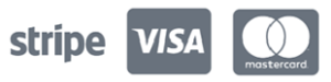 Stripe, Visa, Mastercard, American Express, Discover card icons