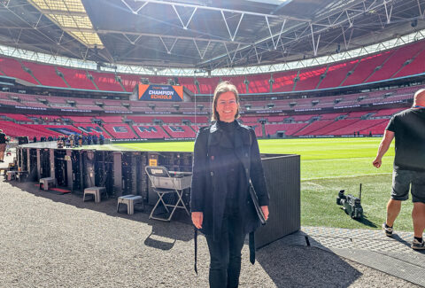 Singing at Wembley Stadium - just arrived, checking out the space.