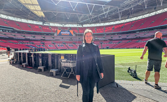 Singing at Wembley Stadium - just arrived, checking out the space.