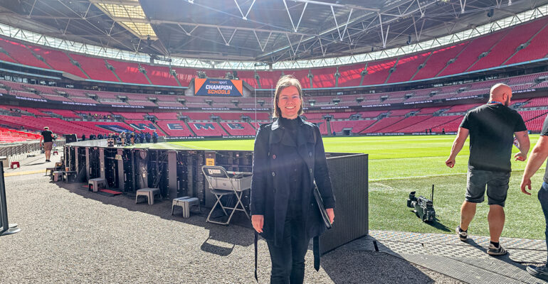 Singing at Wembley Stadium - just arrived, checking out the space.