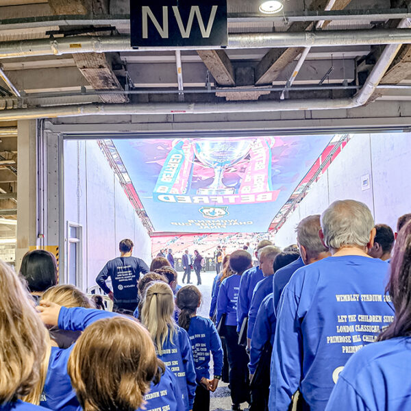 Getting ready for the performance at the pitch of Wembley Stadium