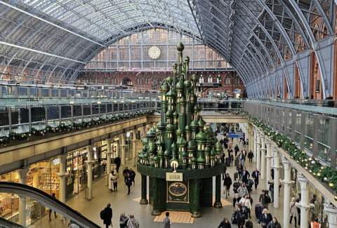 Wicked castle display at St. Pancras station.